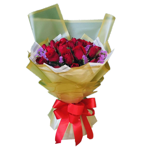 Online ​12 Red Rose Bouquet with Greens and One Piece Happy Birthday  Balloon to Philippines