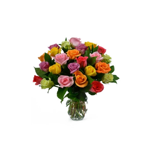 24 Mixed Roses in Vase